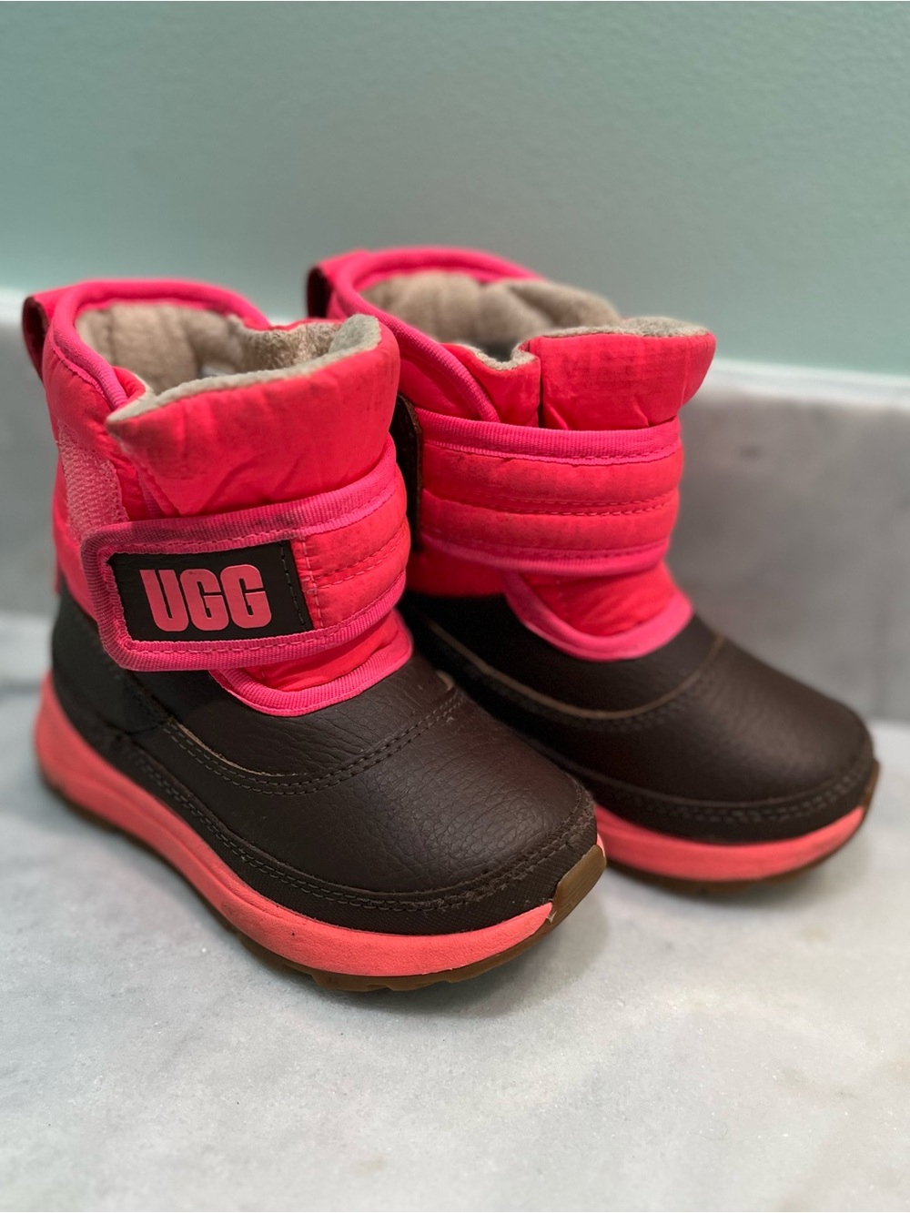 UGG Kids’ Taney Weather Winter Boots Brown & Super Coral Toddler 7